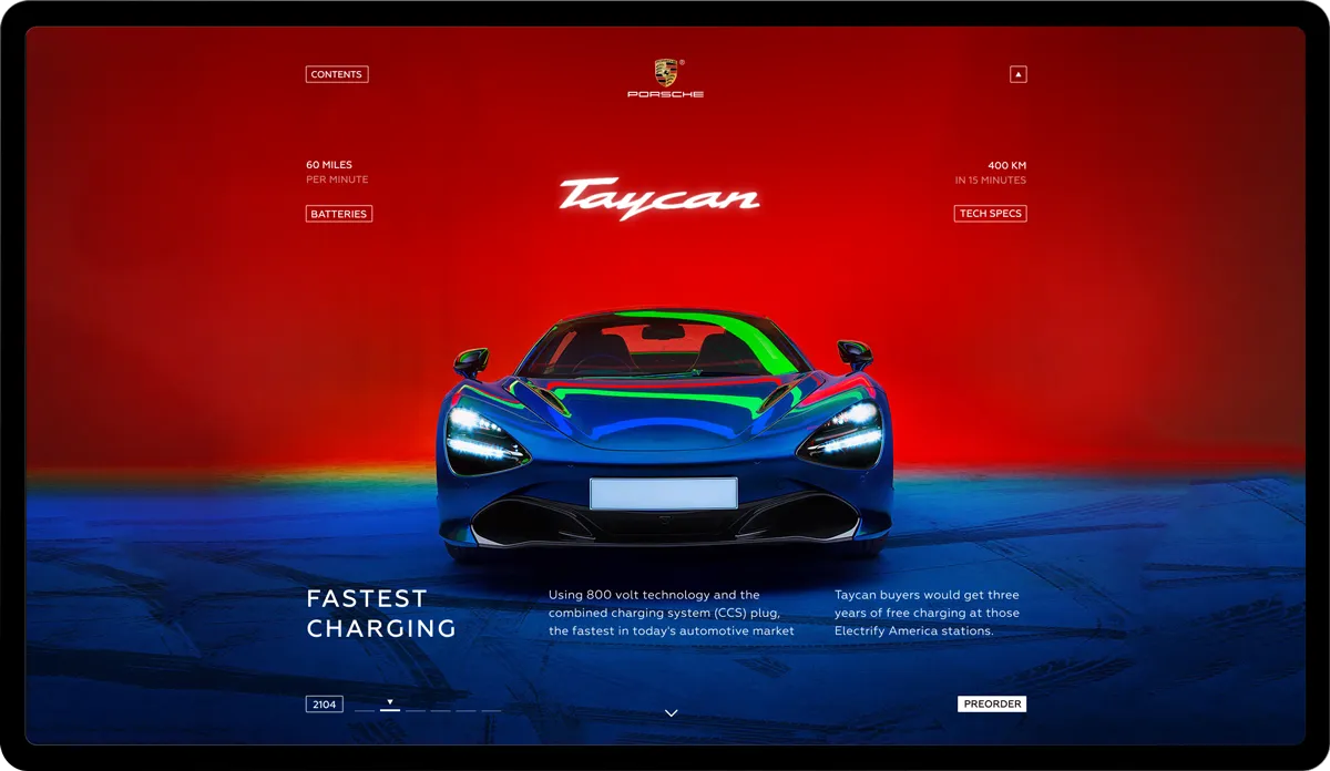 Fastest charging: a blue car on a red and blue ground