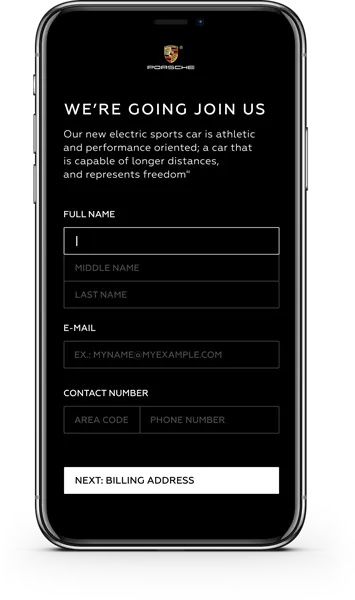 The pre-order form on a phone