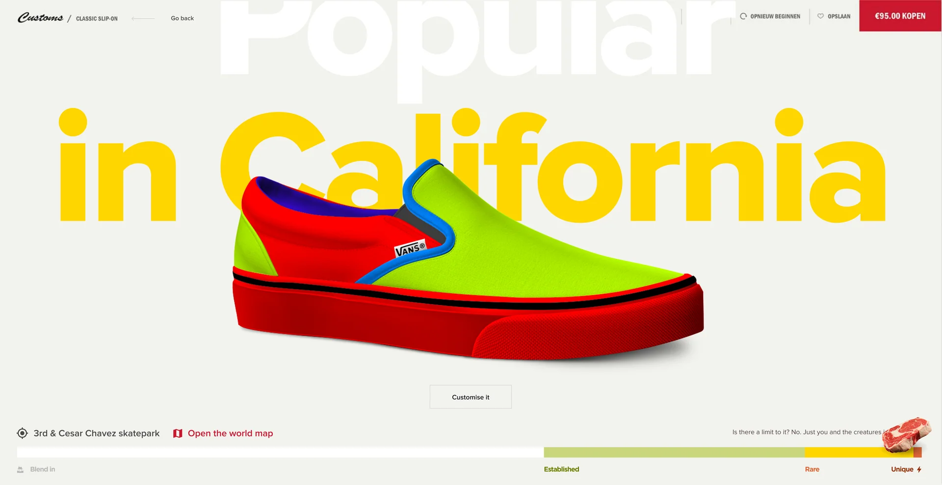 A red and lime slip-on, popular in California