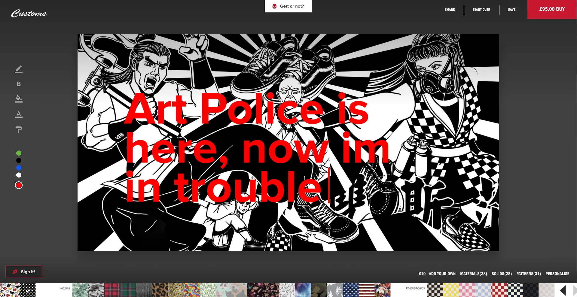 Red lettering over the poster: “Art Police is here, now im in trouble”