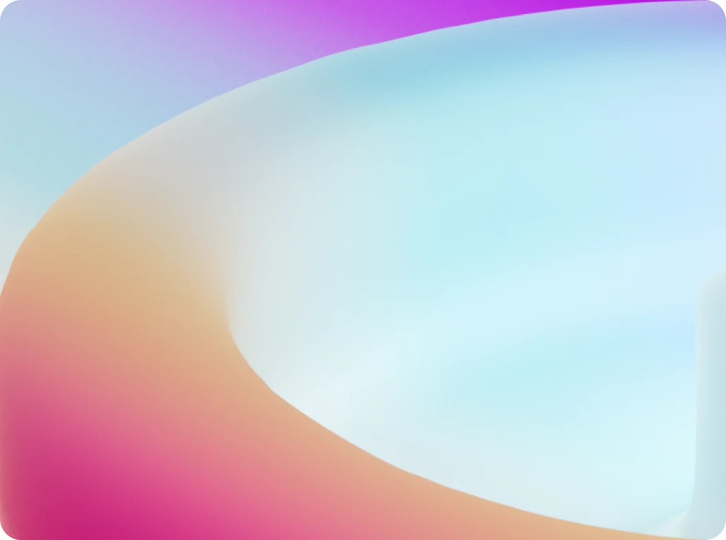 A soft 3D gradient form in pastel blue, pink and amber