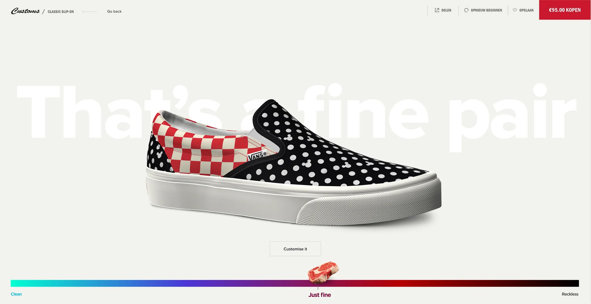 A checkerboard slip-on rated “That’s a fine pair” on a scale from clean to reckless