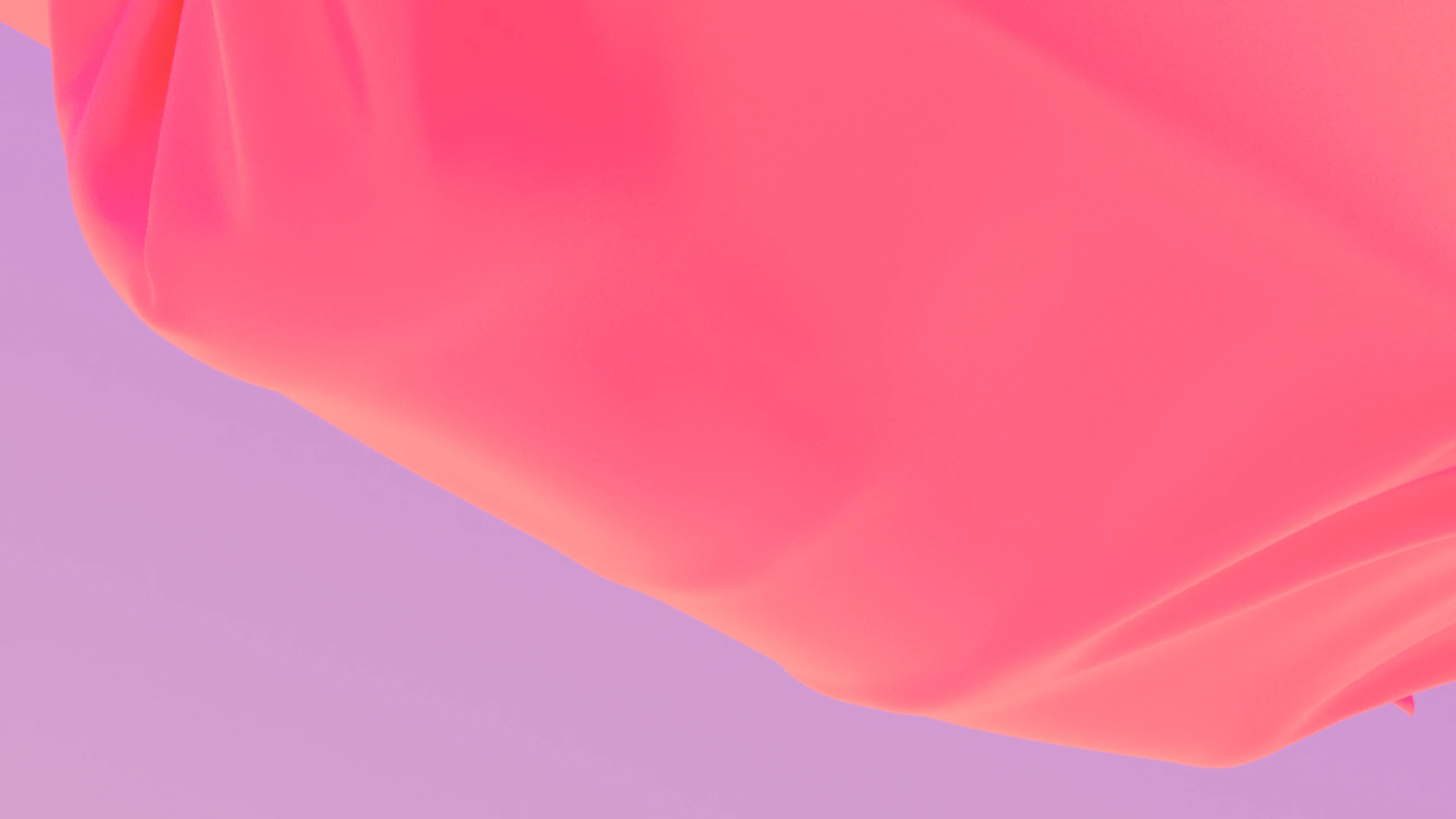 A coral, cloth-like form floating over lilac