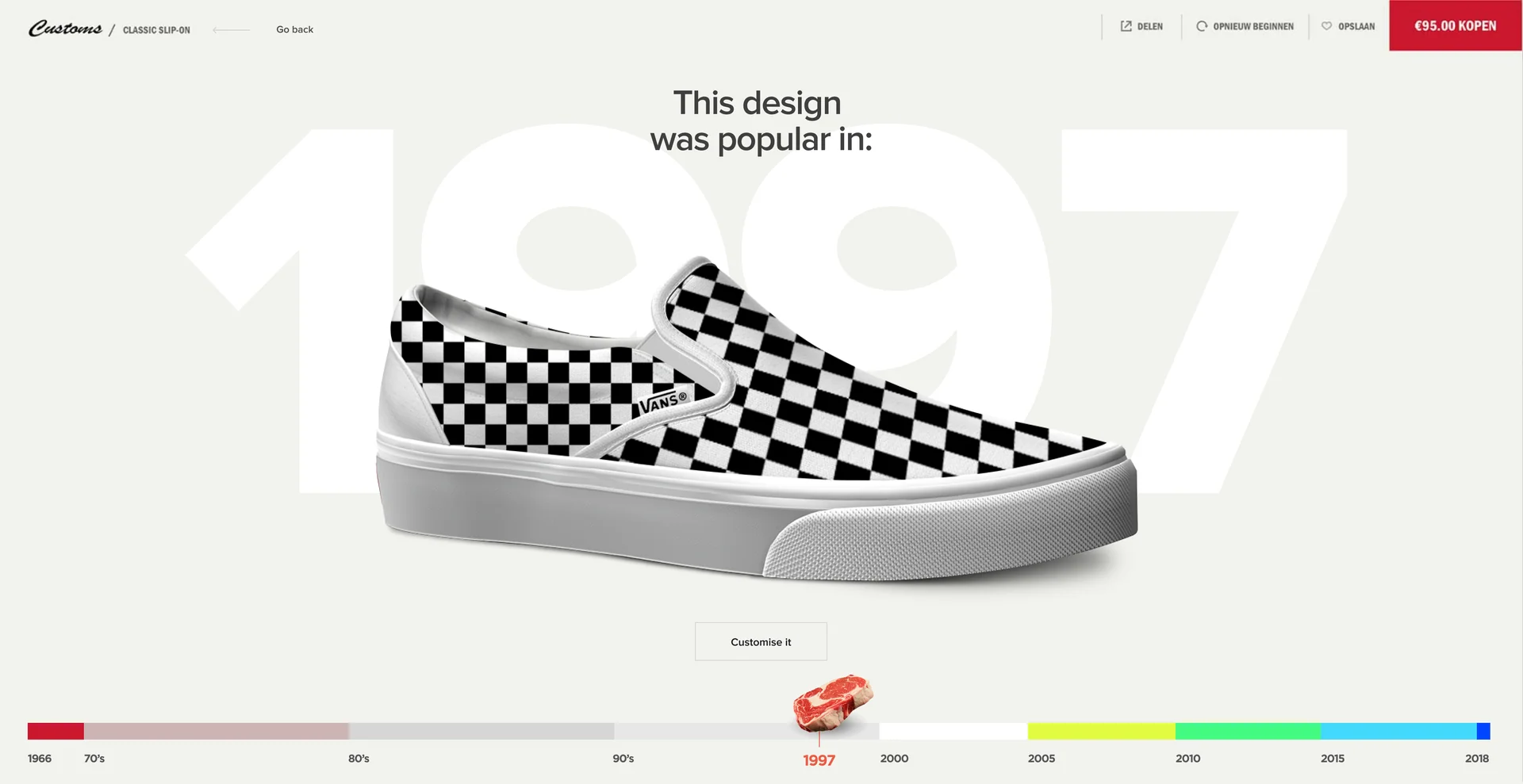 A checkerboard slip-on over “1997”: this design was popular in 1997